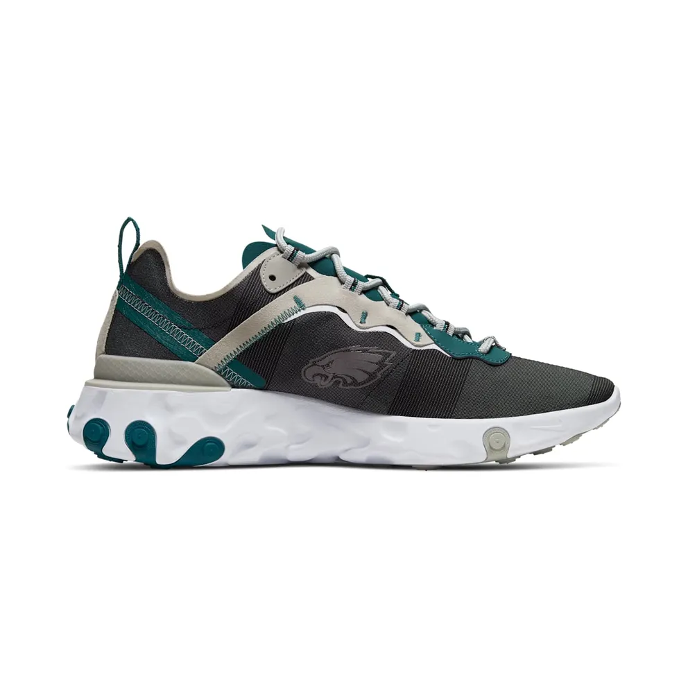 Nike React Element 55 Philadelphia Eagles Black/White-Medium Silver-Sport Teal (CK4877-001)