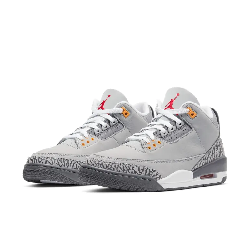 Jordan 3 Retro Cool Grey (2021) Silver/Light Graphite-Orange Peel-Sport Red (CT8532-012)