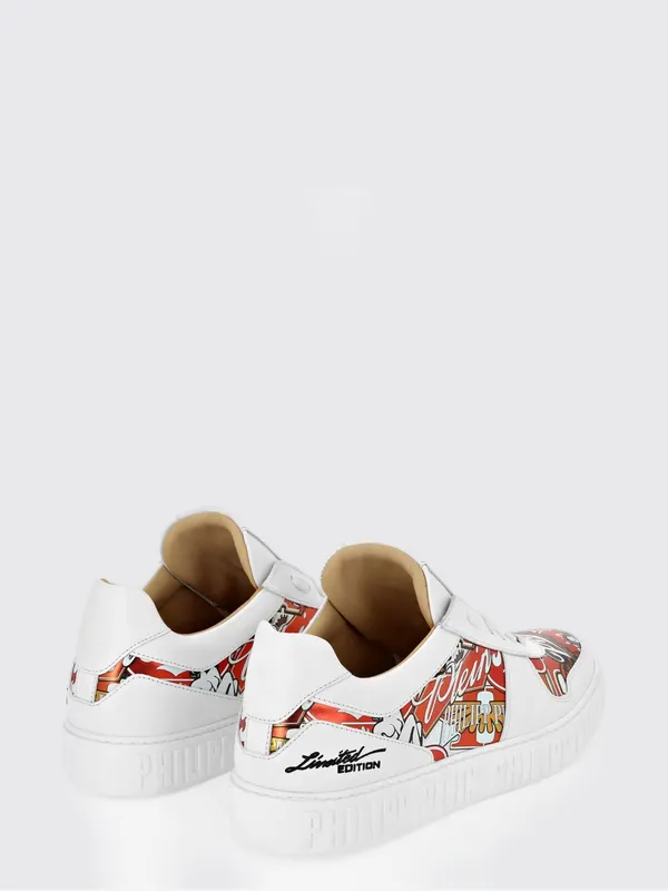 Philipp plein Notorious Leather Sneakers with Graphic Print White (AAESUSC0885PLE075N01) (2)