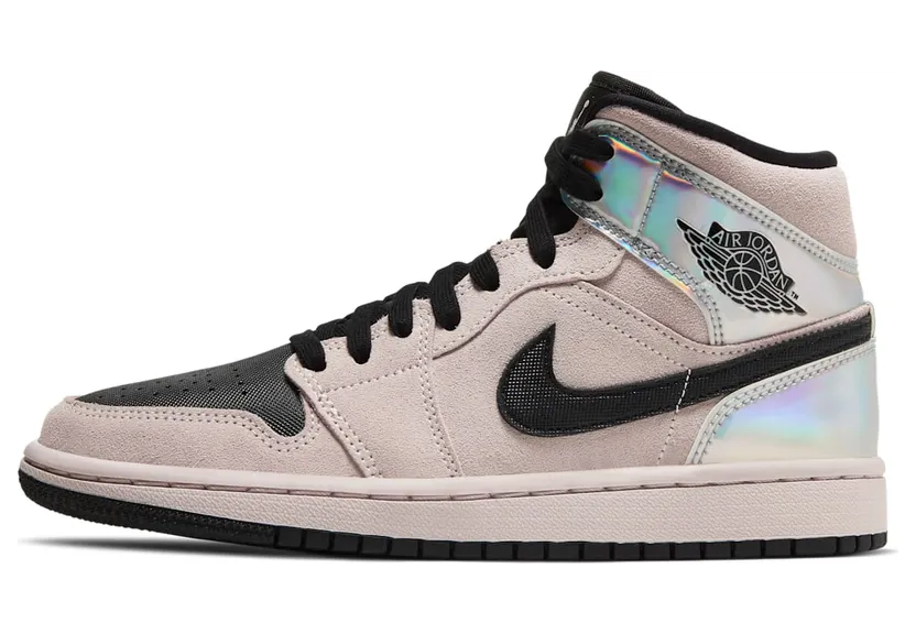 Jordan 1 Mid Dirty Powder Iridescent (W) “Barely Rose / Black / Multi-Colour” (BQ6472-602)