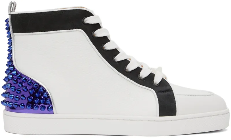 Christian Louboutin White & Black Rantus Spikes Sneakers (1220369)