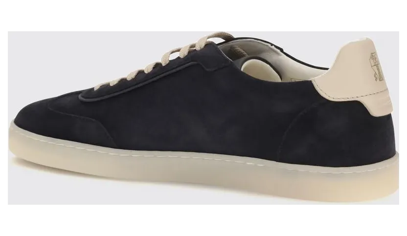 Brunello cucinelli Low-Top Suede Calfskin Trainers with Laminated Logo Blue (MZUMGLJ336COK25) (2)
