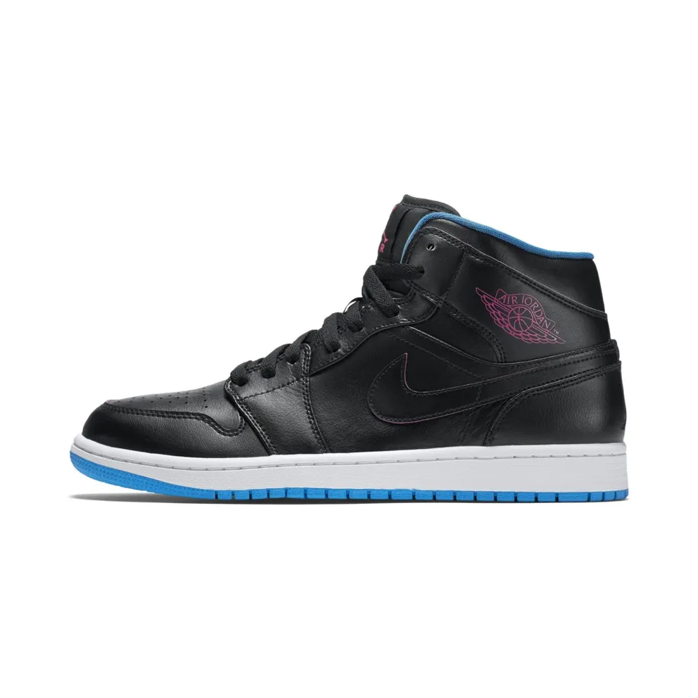 Jordan 1 Retro Mid Radio Raheem Black/Fire Pink-Photo Blue (554724-029)