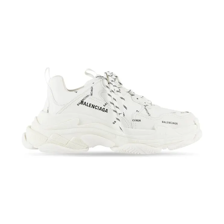 Balenciaga All Over Logo Triple S White Black (536737W2FA19010)