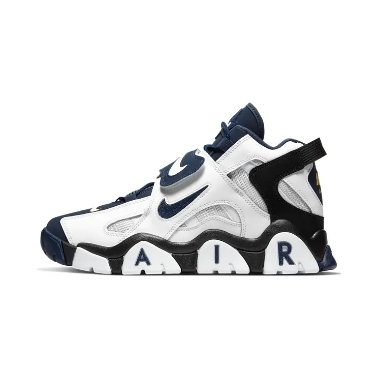 Nike Air Barrage Mid “White / Black / Laser Orange / Midnight Navy” (AT7847-101)