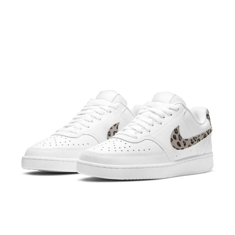 Nike Court Vision Low Leopard Swoosh White (W) (DD9665-100)