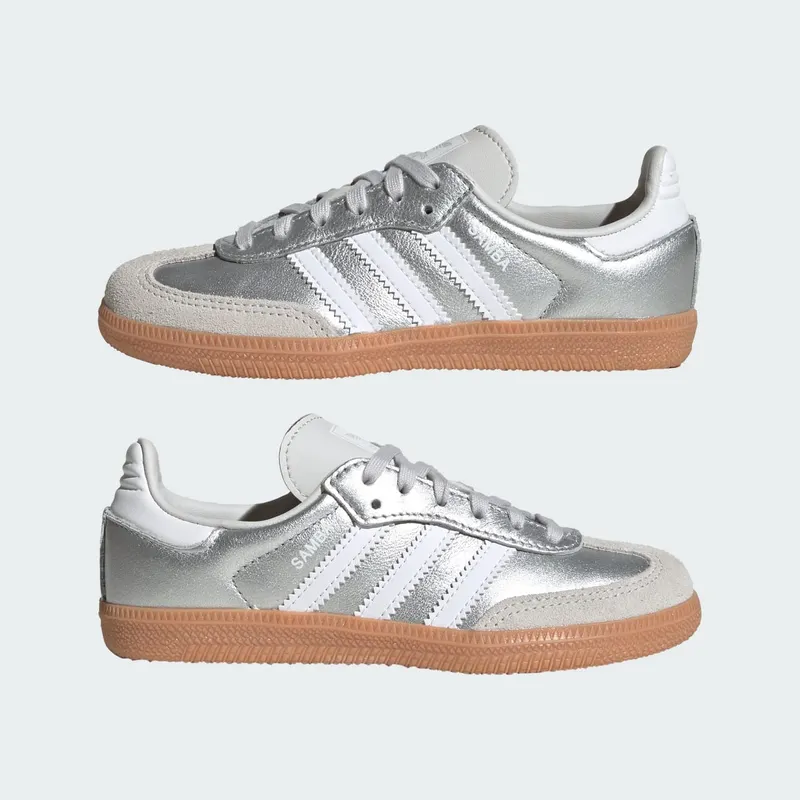 Adidas SAMBA OG Shoes Silver Metallic / Cloud White / Gum (KK2344)