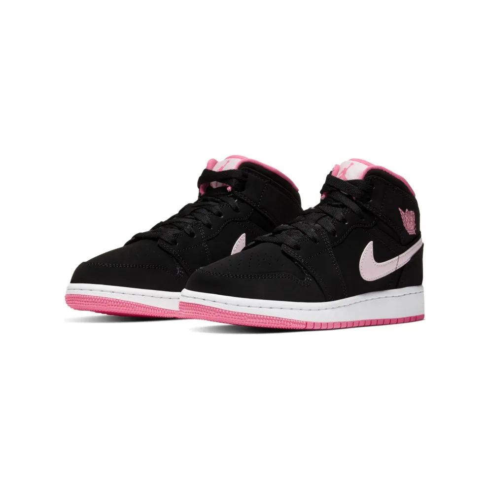 Jordan 1 Mid Black Digital Pink (GS) Black/Digital Pink-White-Pink Foam (555112-066)