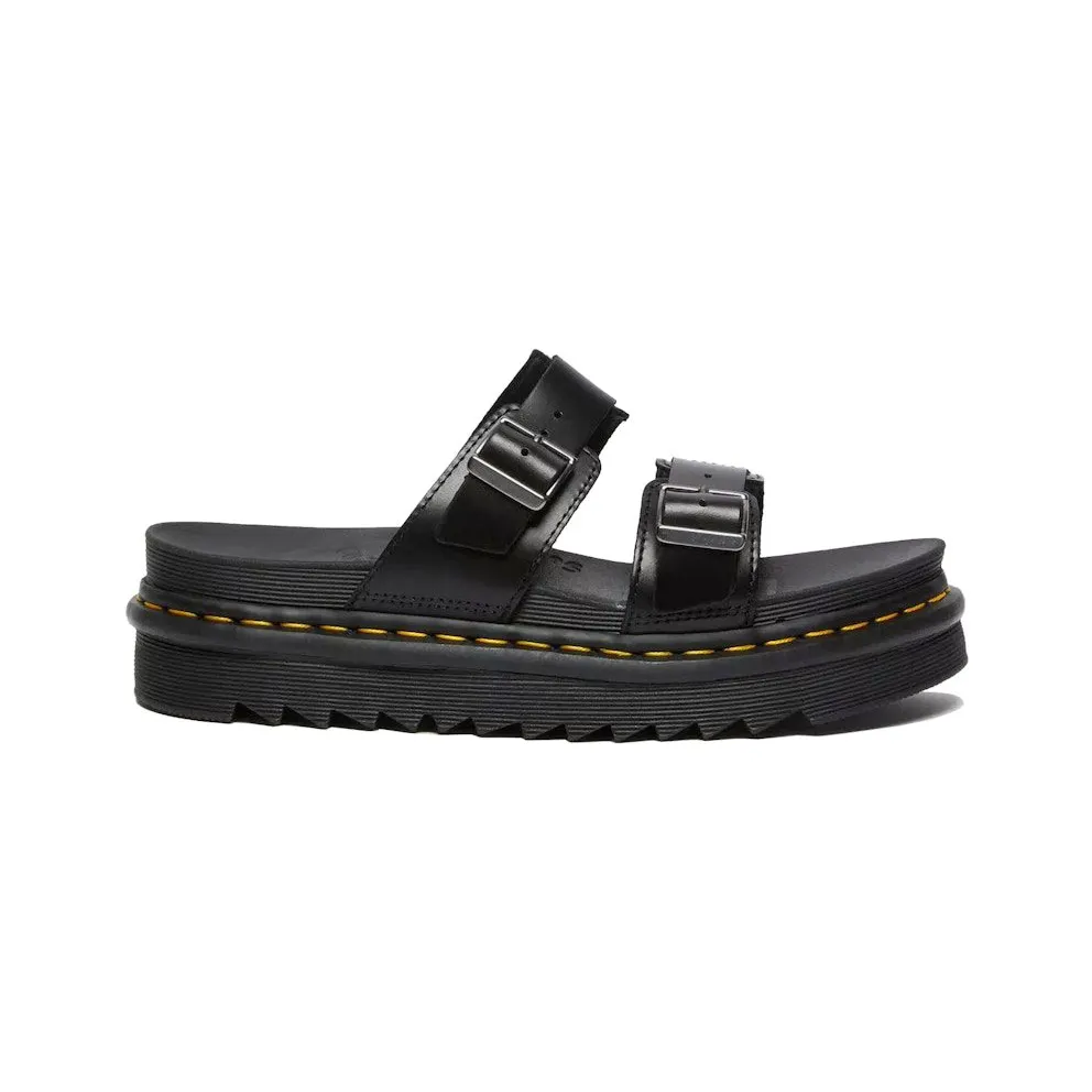 Dr. Martens Myles Brando Leather Buckle Slide Sandal Black (23523001)