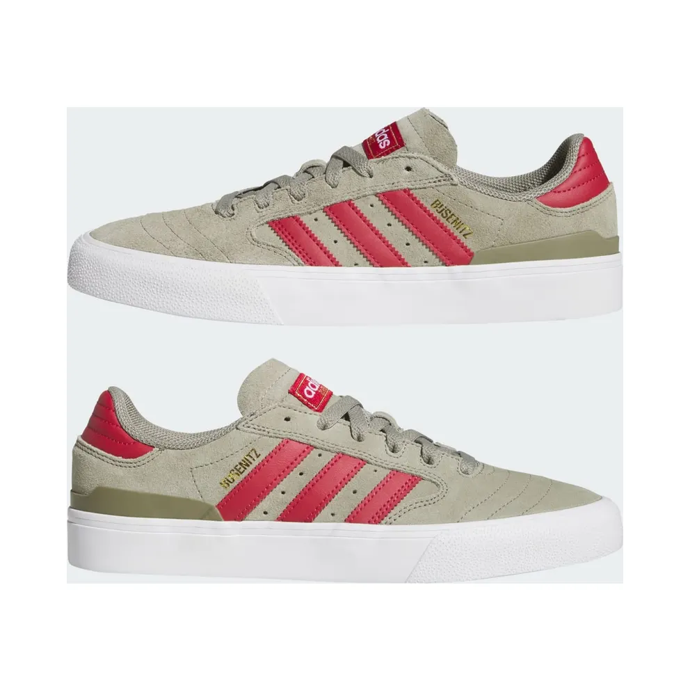 adidas Busenitz Vulc II “Silver Pebble / Team Victory Red / Cloud White” (KJ0248)