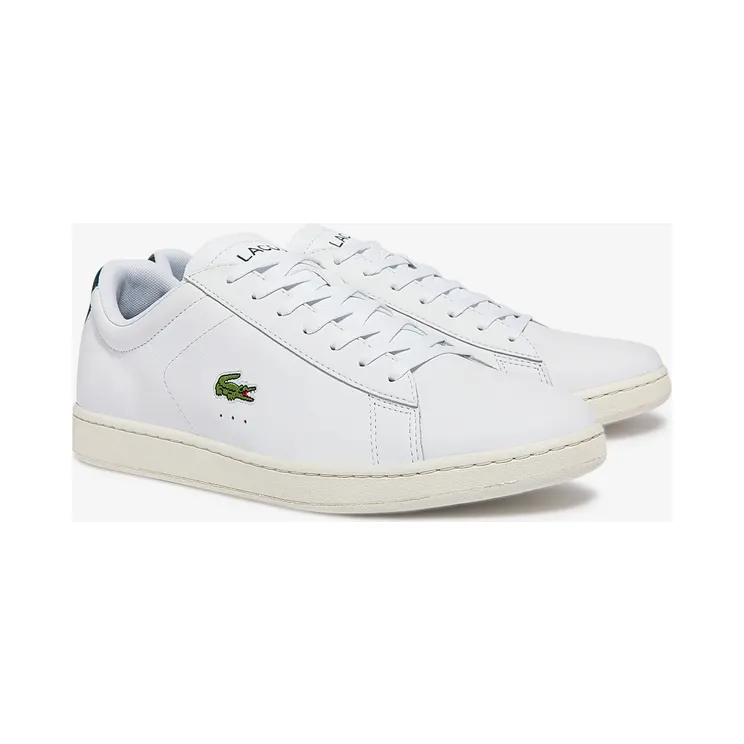 Lacoste Herren-Sneakers CARNABY EVO mit Lederakzenten – White & Dark Green Size 44.5 Weiss (41SMA0005-1R5)