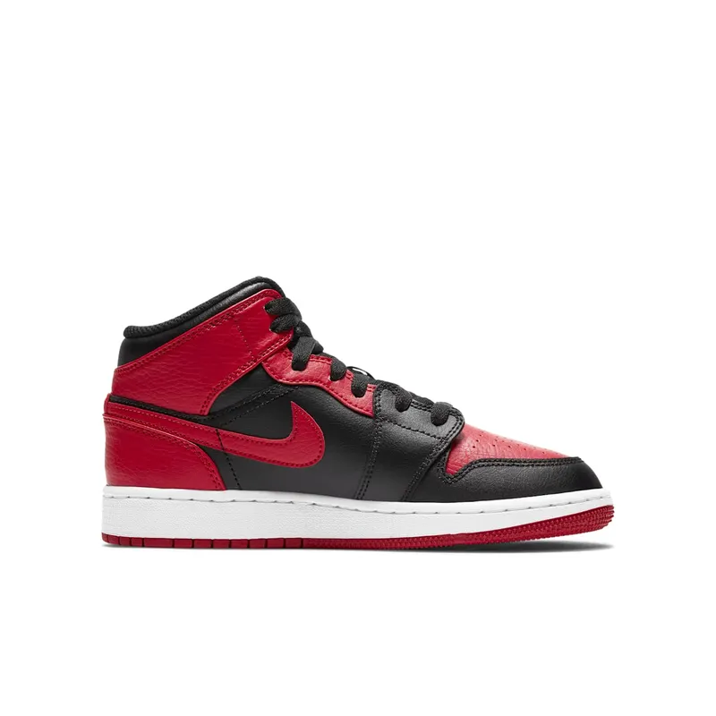 Jordan 1 Mid Banned 2020 (GS) Black/University Red-Black-White (554725-074)
