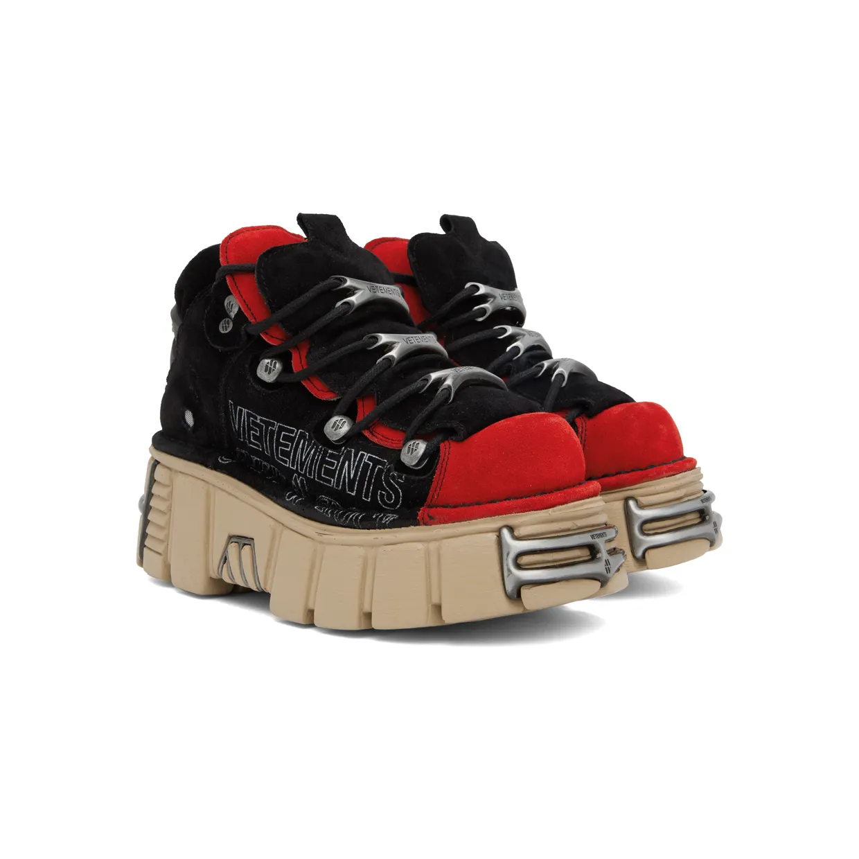 VETEMENTS Black & Red New Rock Edition Platform Sneakers (UA53SN200R) (4)