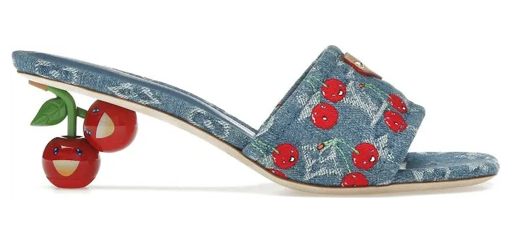 Louis Vuitton Cherry Lily Mule x Takashi Murakami Denim (1AHLTF)