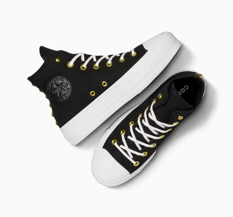 Converse Chuck Taylor All Star Lift Platform Star Studded Black/White/Gold – “Black” (A05453C)