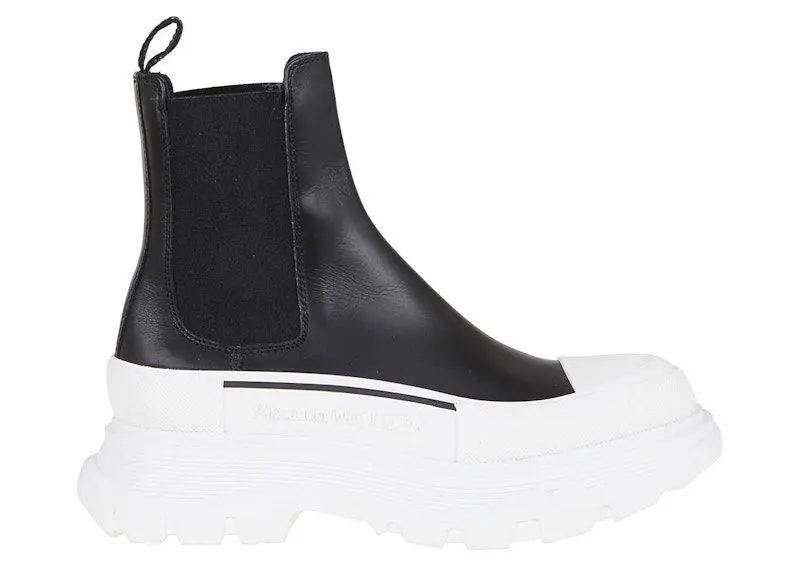 Alexander McQueen Chelsea Tread Ankle Boot Black White (635714WHZ611071)