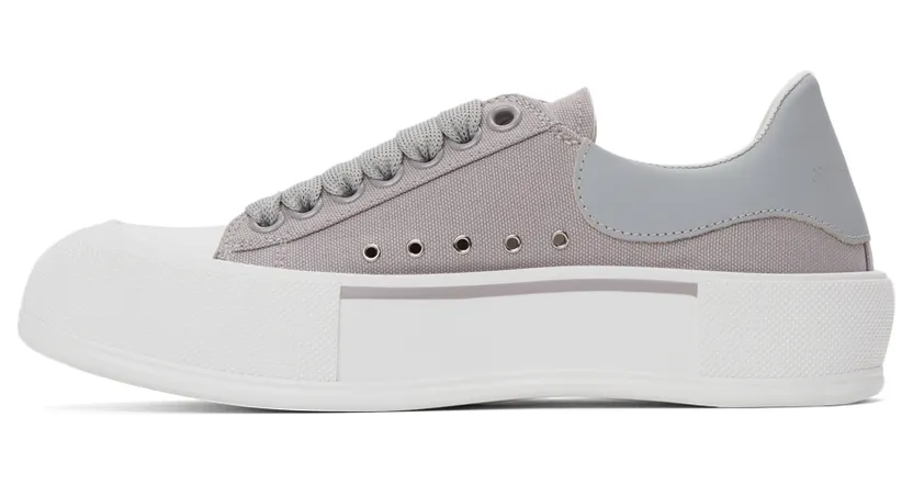 Alexander McQueen Grey & White Deck Plimsoll Sneakers (654594W4MVH) (3)