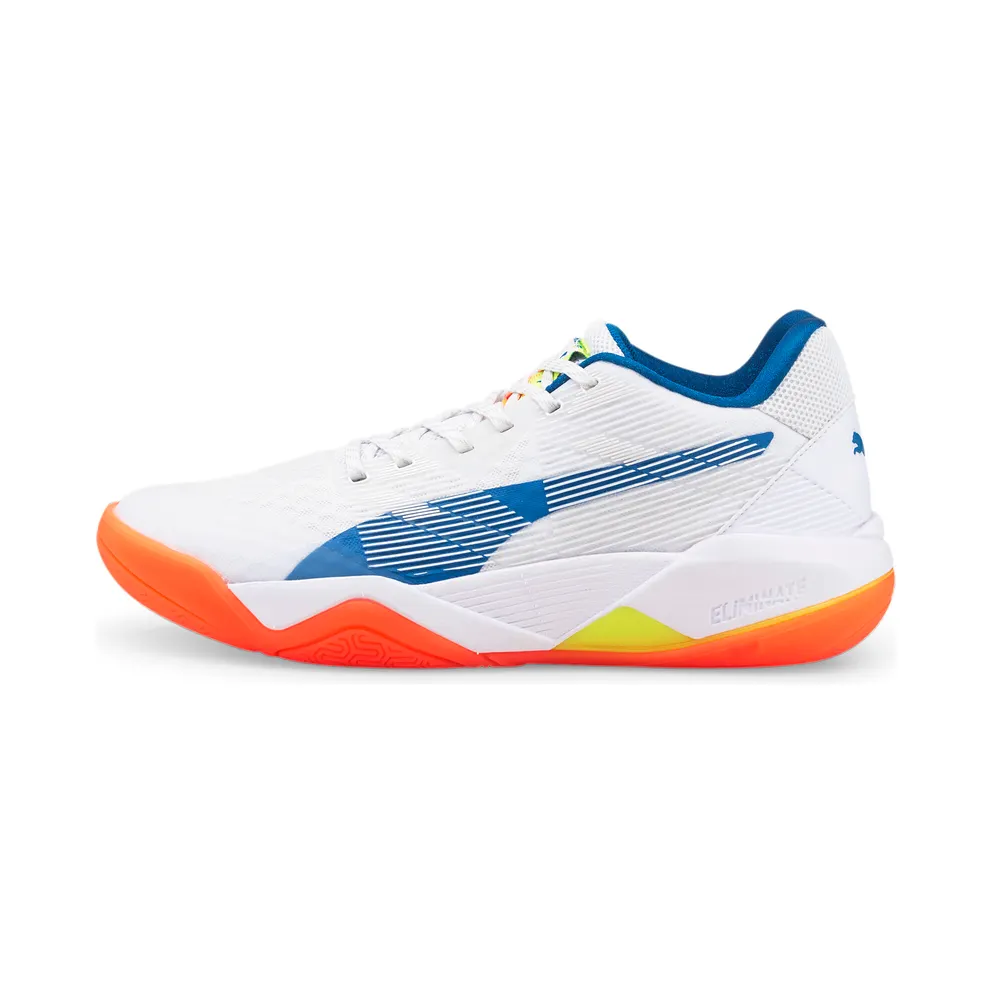 Puma Eliminate Power Nitro Handball Shoes White/Blue/Yellow (106460-03)
