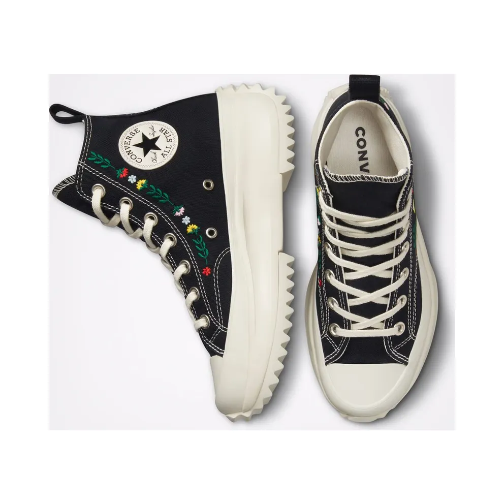 Converse Run Star Hike Platform Floral Embroidery Black/egret/midnight Clover (A02192C)