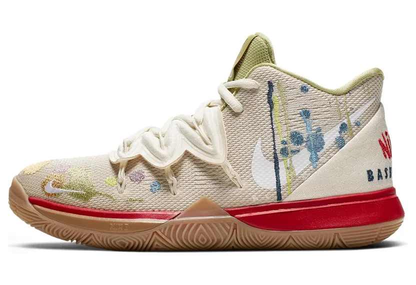 Nike Bandulu x Kyrie 5’Embroidered Splatters’ GS Pale Ivory/Dark Orchid (CQ4326-100)