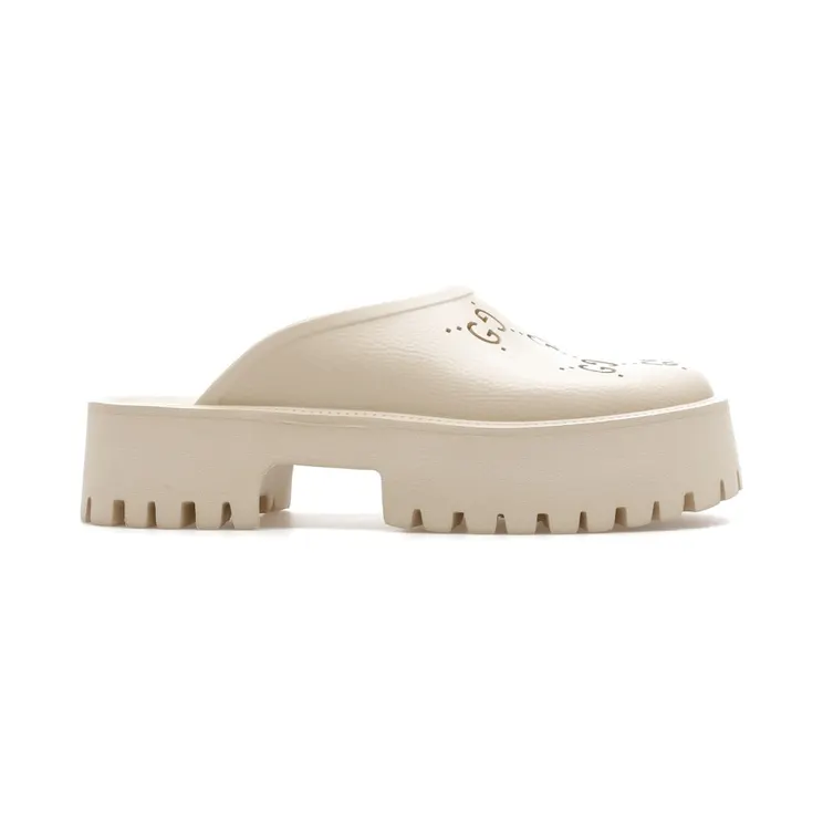 Gucci Platform Perforated G Sandal White Rubber (663577 JFB00 9022)