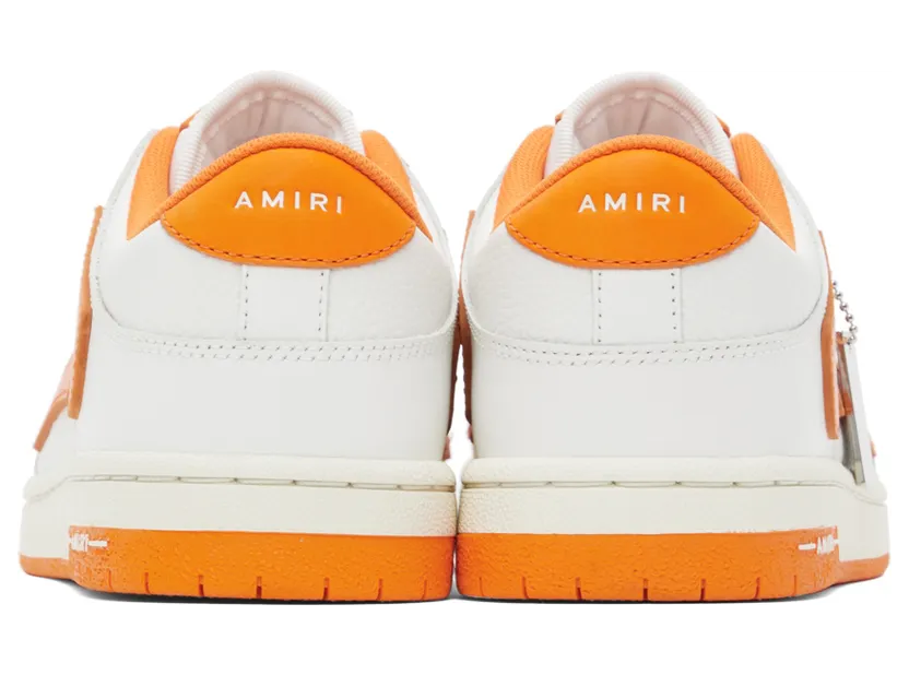 AMIRI White & Orange Skel Top Low Sneakers (PF22MFS003-178) (2)