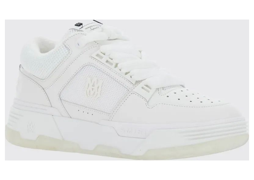 Amiri MA-1 Leather and Mesh Sneakers with Monogram and Padded Ankle White (AMFOSR1097100)