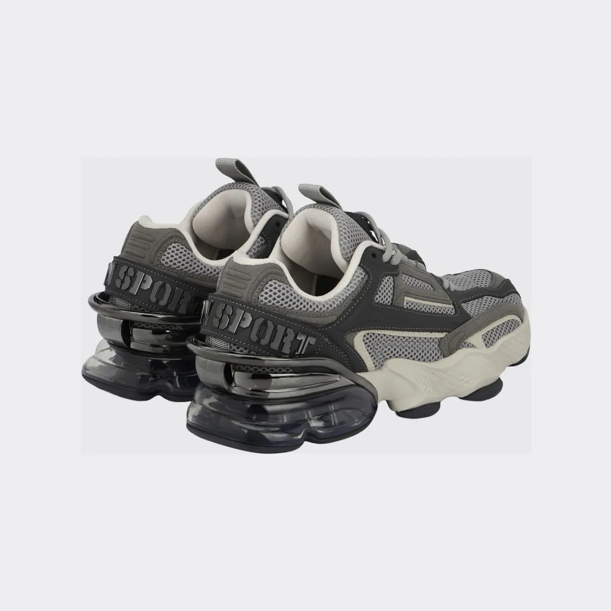 Plein Sport Runner PS Thunder Mix Low-Top Mesh Sneakers with Notched Sole Grey (SAESUSC0750STE003N1072) (2)