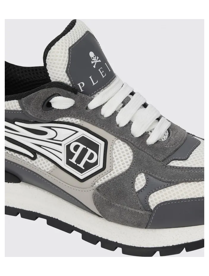 Philipp plein Leather and Mesh Sneakers Grey (SAFSMSC4074PLE022N10) (3)