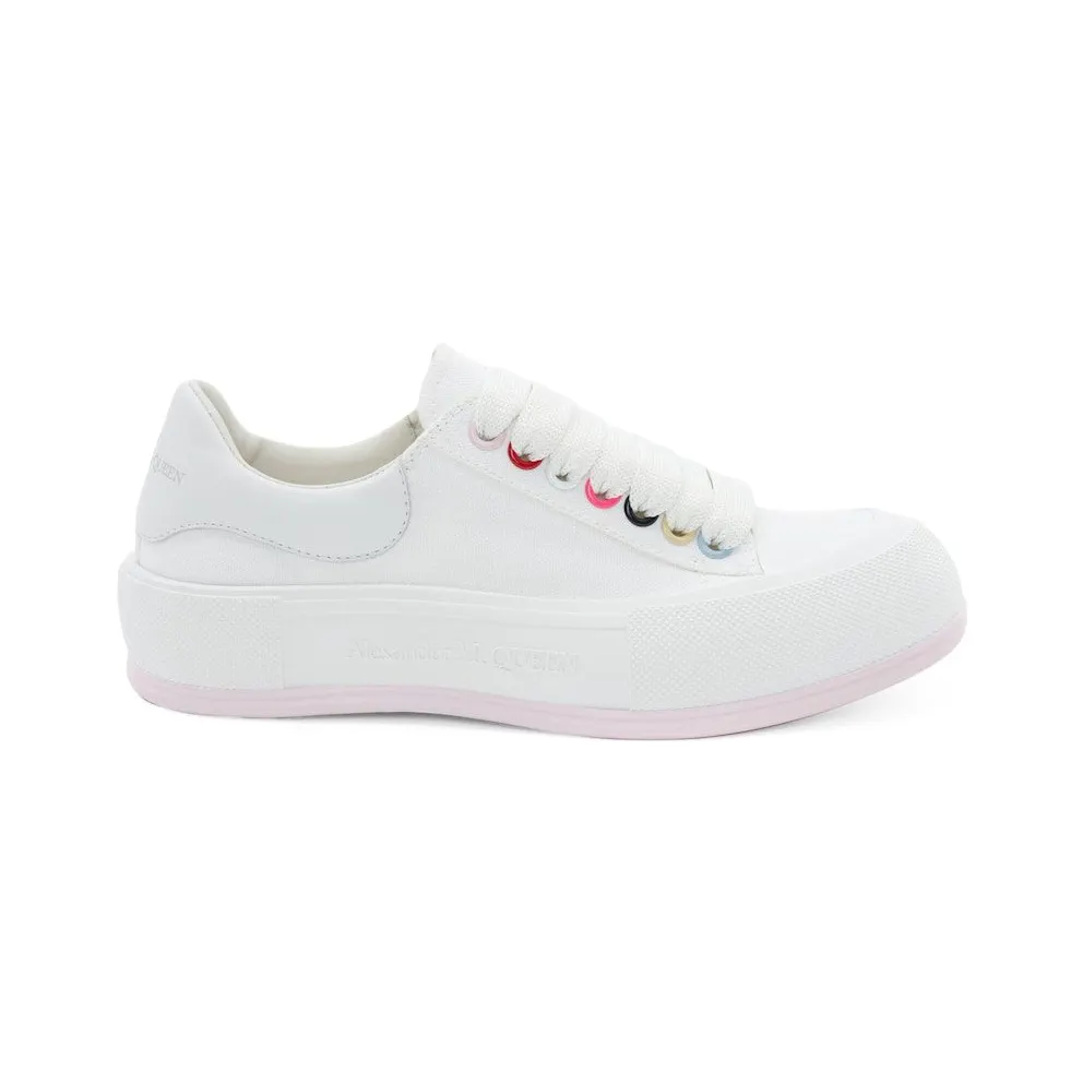 Alexander McQueen Deck Skate Plimsoll Lace-Up White Multi (654593W4MVR9548)
