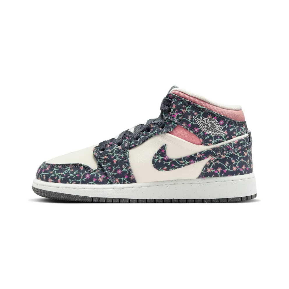 Nike Air Jordan 1 Mid SE Floral Canvas (GS) (FJ3451-001)