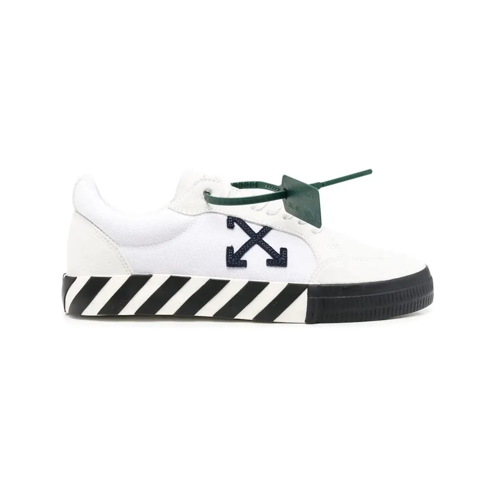 OFF-WHITE Low Vulcanized Canvas Suede White Navy Blue (OMIA085S22LEA0010146)