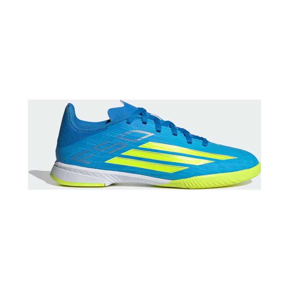 adidas F50 League Indoor Football Shoes Kids “Lucid Ray Blue / Team Solar Yellow 2 / Lucid Aquamarine” (JR9020)
