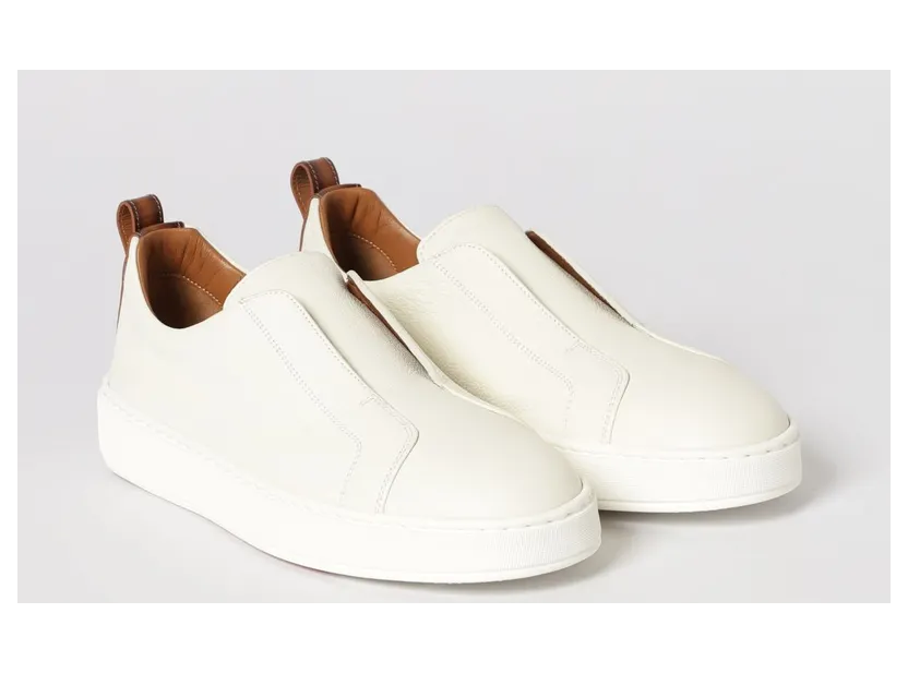 Santoni Victory Grained Leather Sneakers White (MBCD21995BARTLLDI50)
