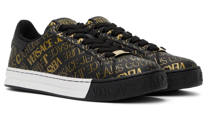 Versace Jeans Couture Black & Gold Court 88 Sneakers (E73YA3SK4 EZP016) (4)