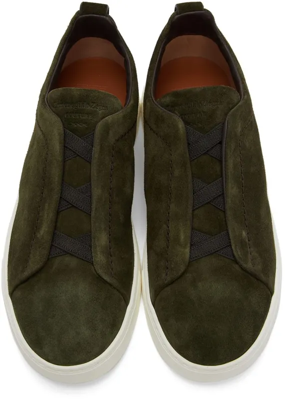 Ermenegildo Zegna Grey Suede Triple Stitch Sneakers (LHSOY-A4667X)