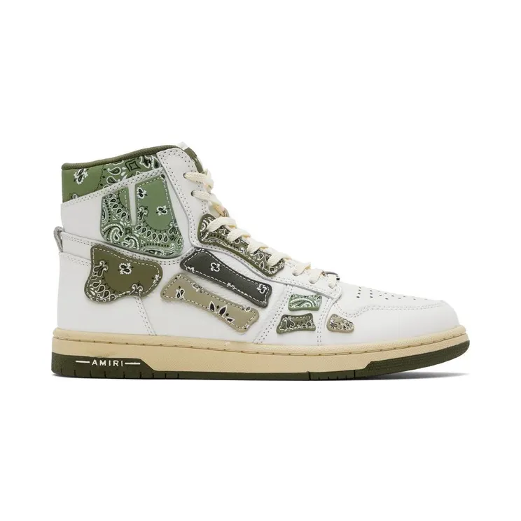 AMIRI White & Green Bandana Skel Hi Sneakers (PF22MFS032-790)