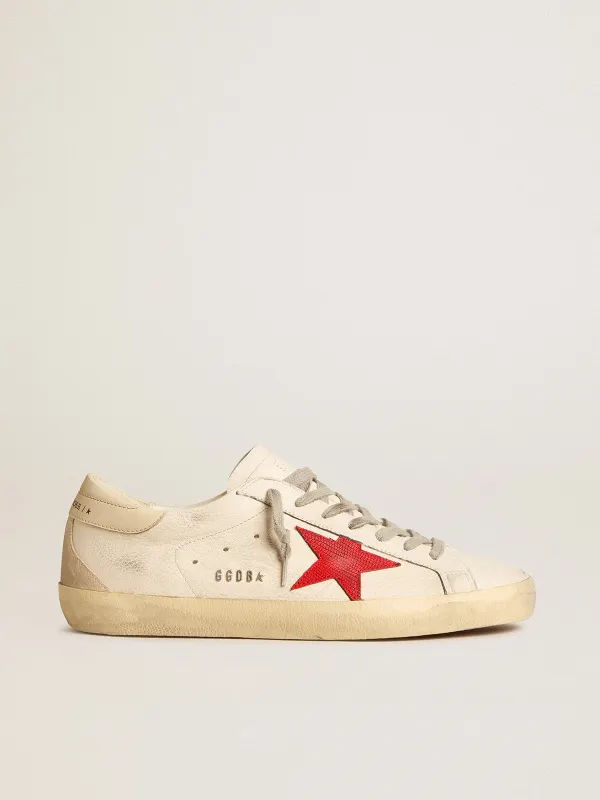 Golden Goose Super-Star In Nappa With Red Star And Cream Leather Heel Tab (GMF00102.F005989.11882)