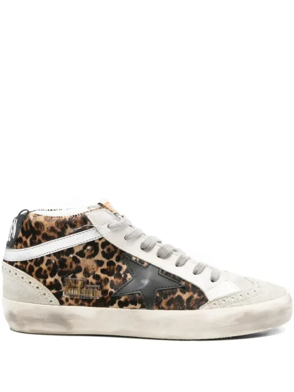 Golden Goose Mid Star Sneakers mit Leoparden-Print – Grau (GWF0122F03766)