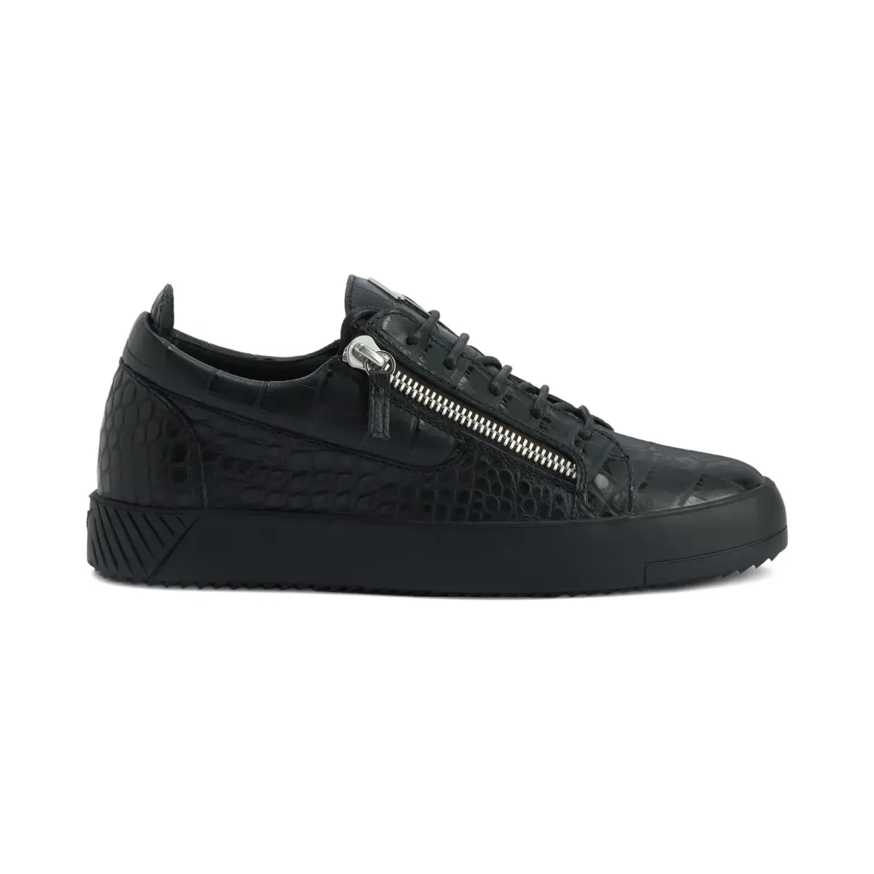 Giuseppe Zanotti Frankie met krokodillen-reliëf en rits “Black” (RU50029H03)