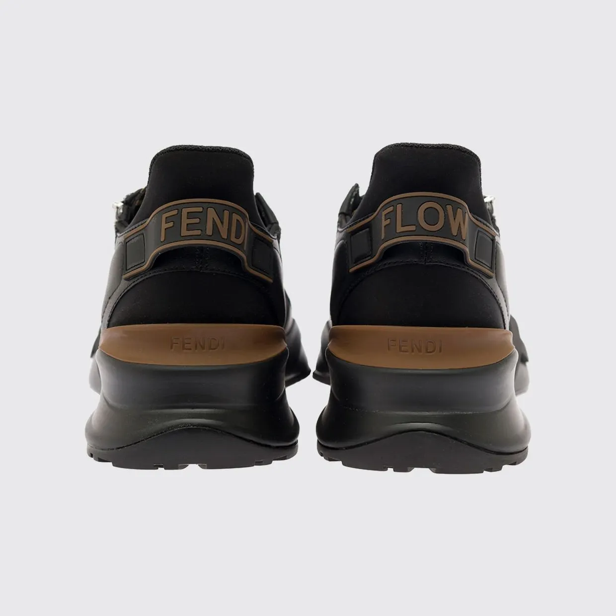Fendi Flow Low-Top Technical Fabric Sneakers with FF Monogram and Side Zip Black (7E1392AQ69F1C38) (4)