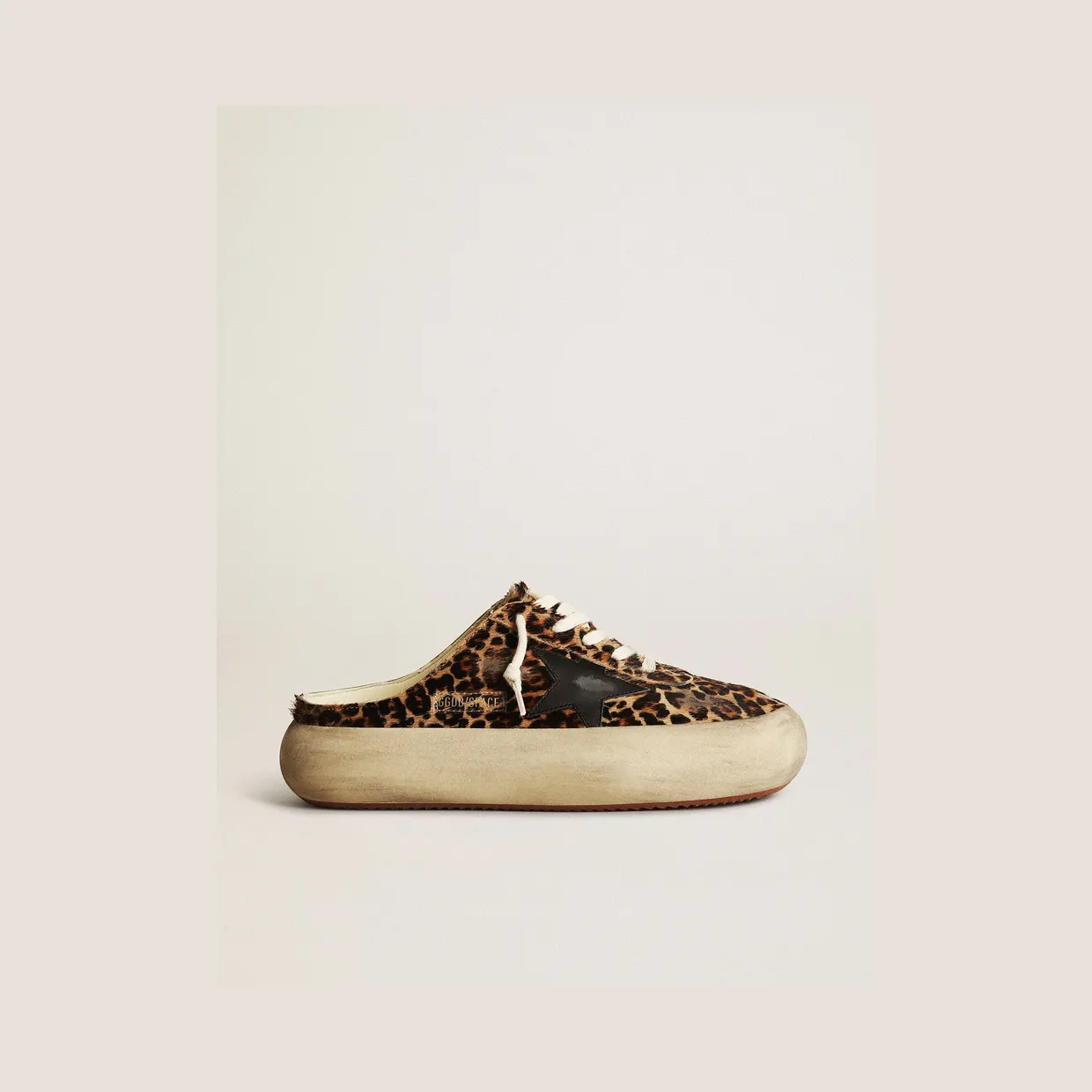 Golden Goose Space-Star Sabot In Leopard Print Pony Skin With Black Star (GWF00383.F003331.81472)
