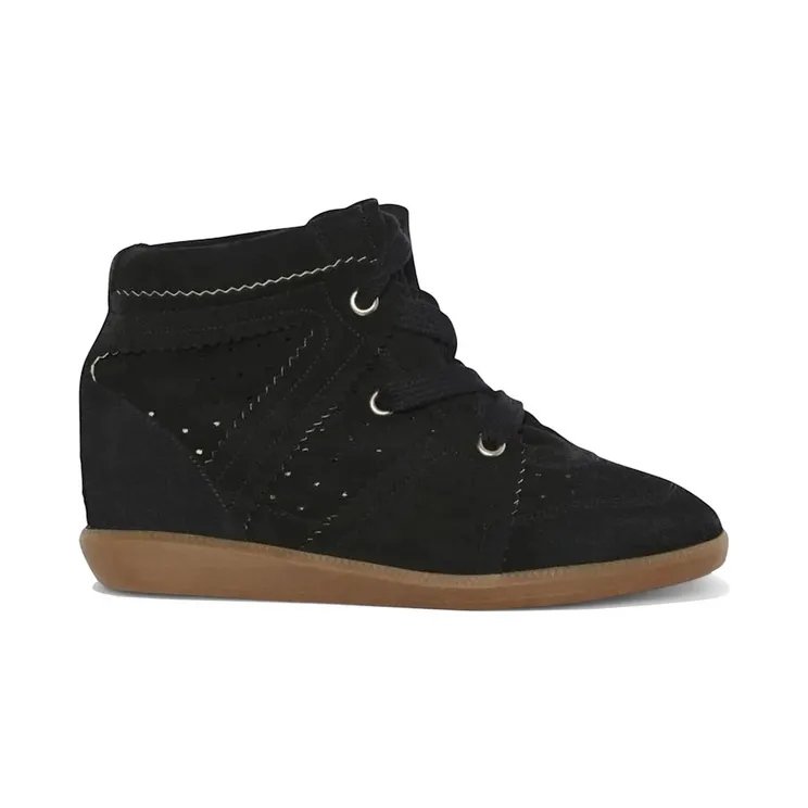 Isabel Marant Bobby Suede Calfskin Leather Wedge Sneakers Black (BK0011FA-A1E20S-01BK)