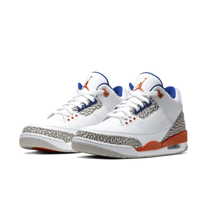 Jordan 3 Retro Knicks White/Old Royal-University Orange-Tech Grey (136064-148)