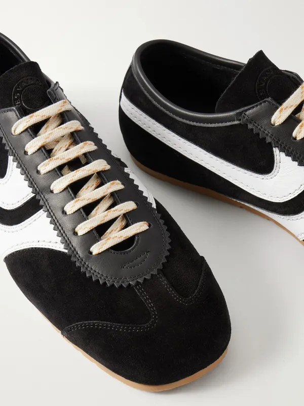 Dries Van Noten Leather-Trimmed Suede Sneakers Black (262-021700-0133) (5)