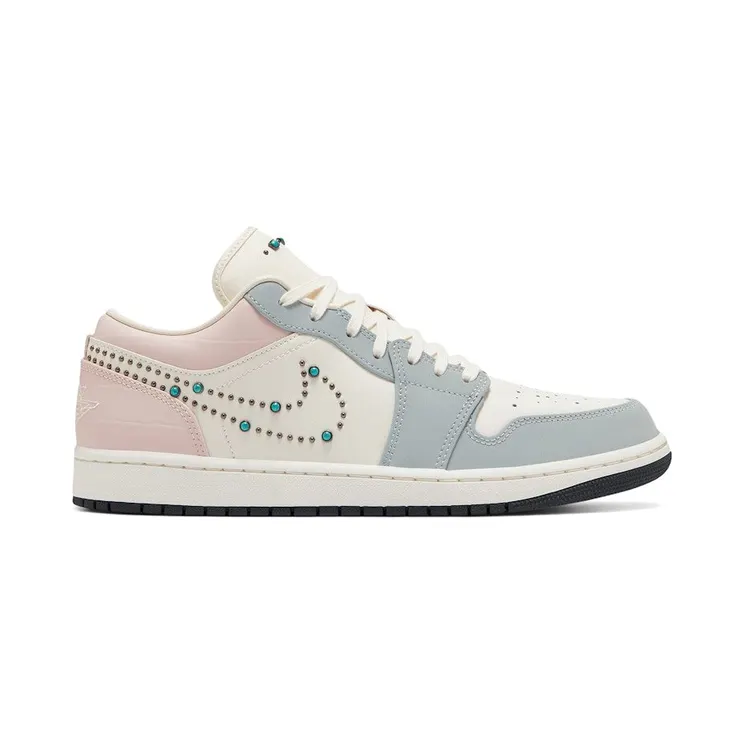 Jordan 1 Low Soft Pearl Gem Studded Swoosh (IH7319-001)