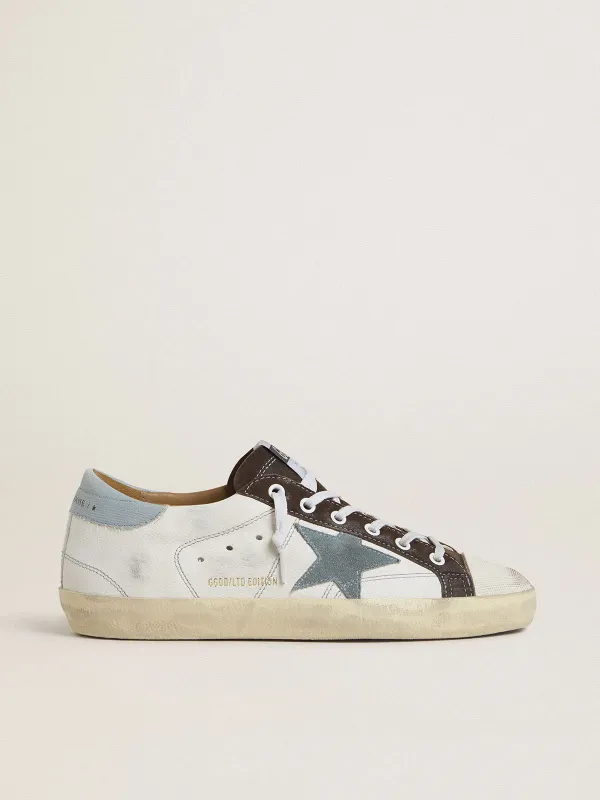 Golden Goose Women’S Ltd Super-Star With Light Blue Suede Star And Light Blue Canvas Heel Tab (GWF00101.F007346.12255)