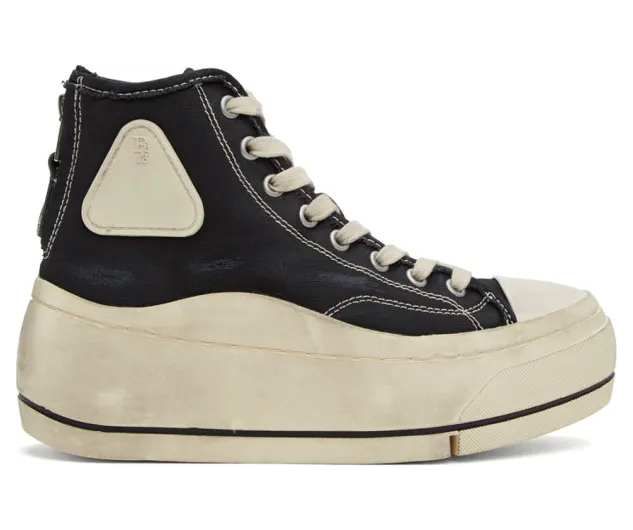 R13 Black and Off-White High-Top Sneakers (R13S5029-001)