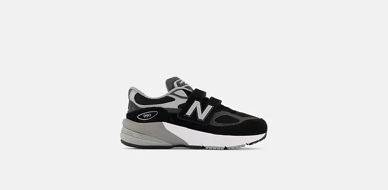 New Balance FuelCell 990v6 Hook and Loop Black Silver (PV990BK6)