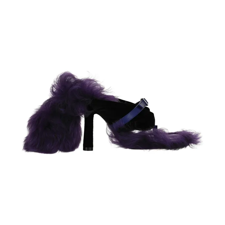 Burberry Step Post Heel Sandals Black Purple (8076202)